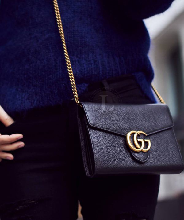 Replica Gucci GG Marmont Chain Bag Black