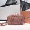 Replica Miu Miu Matelassé Leather Bandoleer Bag Pink