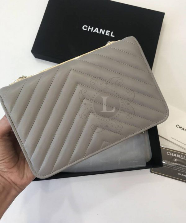 Replica Chanel Chevron Trendy CC WOC Grey