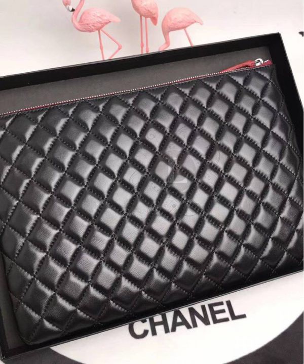 Replica Chanel Large Black Lambskin O Case