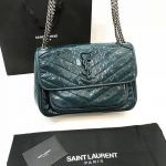 Replica Saint Laurent Niki Medium Green Leather Shoulder Bag