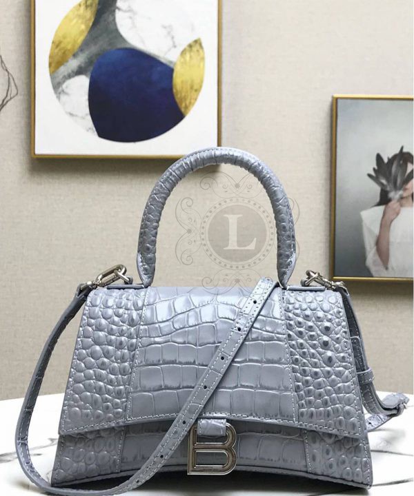 Replica Balenciaga Hourglass Top Chanele Bag Grey Crocodile