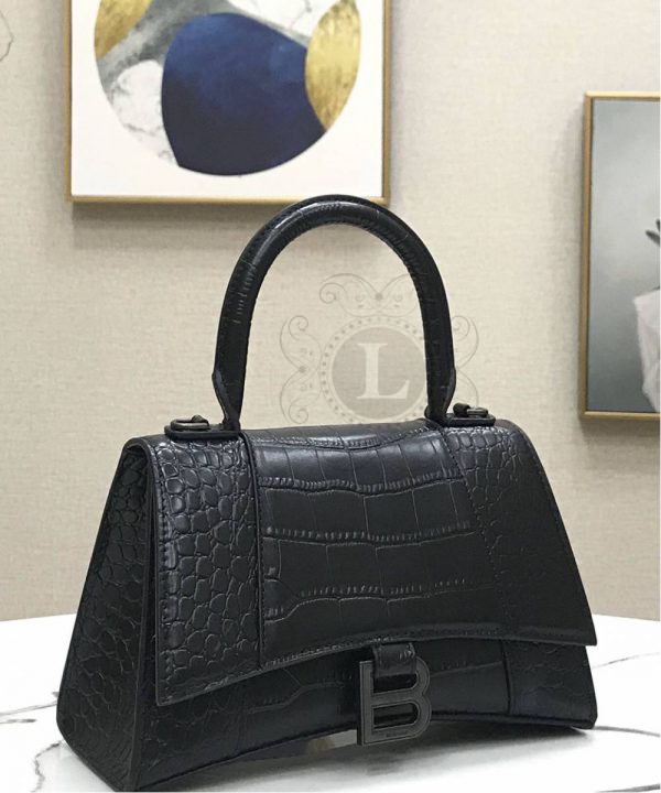 Replica Balenciaga Hourglass Top Chanele Bag Black Crocodile