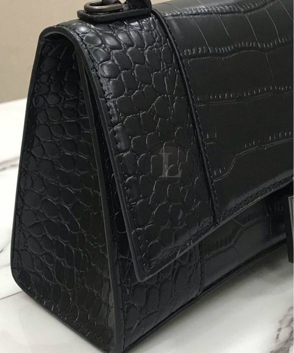 Replica Balenciaga Hourglass Top Chanele Bag Black Crocodile