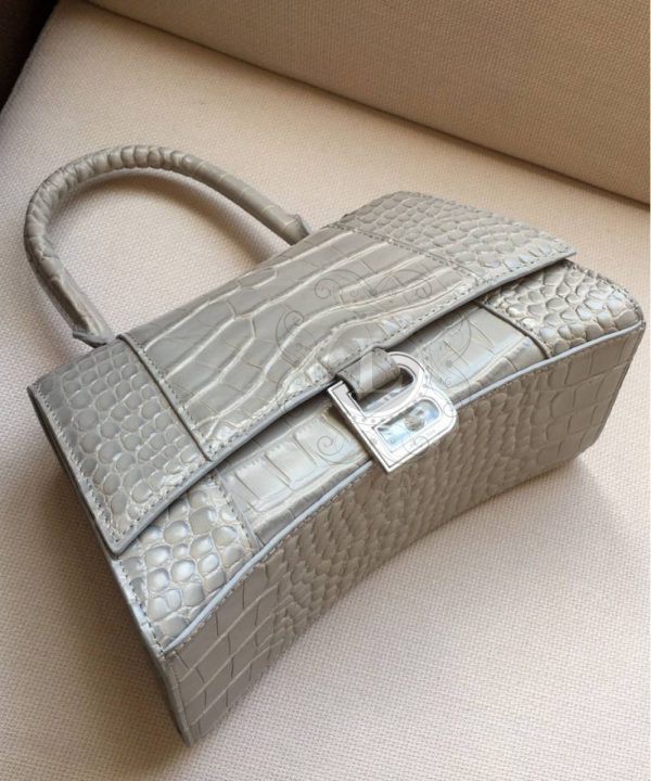 Replica Balenciaga Hourglass Small Top Chanele Bag Grey Croc