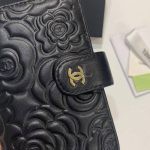 Replica Chanel Camellia Black Embossed French Wallet