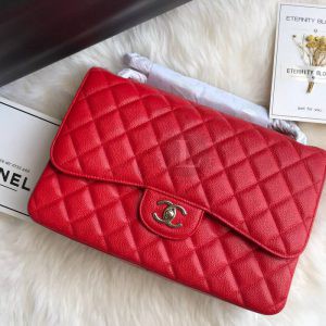 Replica Large Classic Grained Calfskin Bag Red