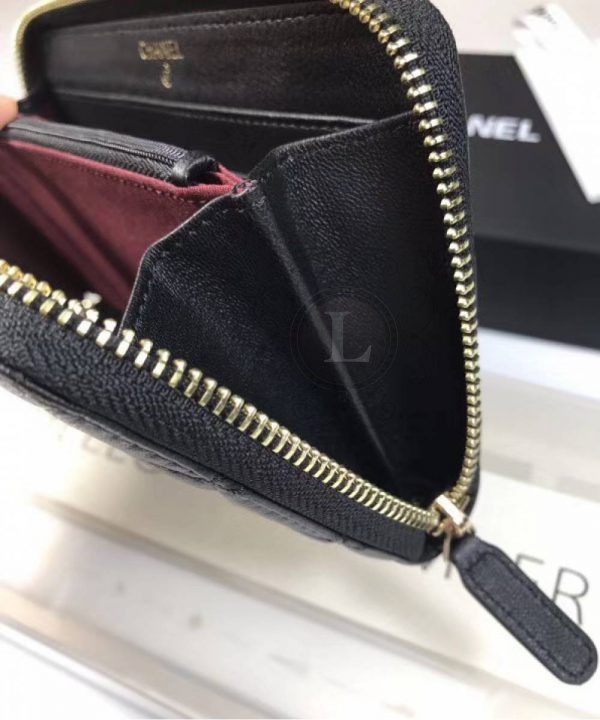 Replica Chanel Zip Around Wallet Lambskin Leather