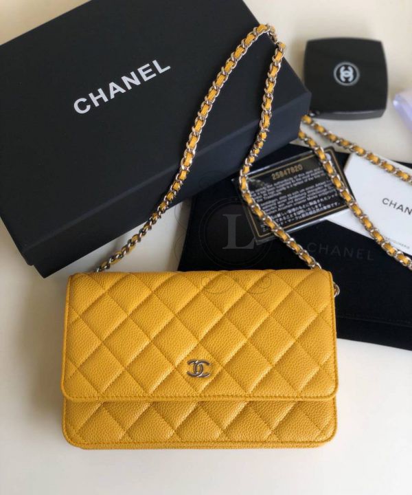 Replica Chanel WOC Wallet On Chain Caviar Yellow