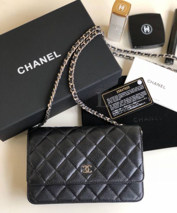 Replica Chanel WOC Wallet On Chain Caviar Black