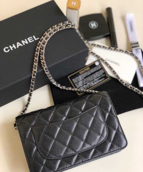 Replica Chanel WOC Wallet On Chain Caviar Black