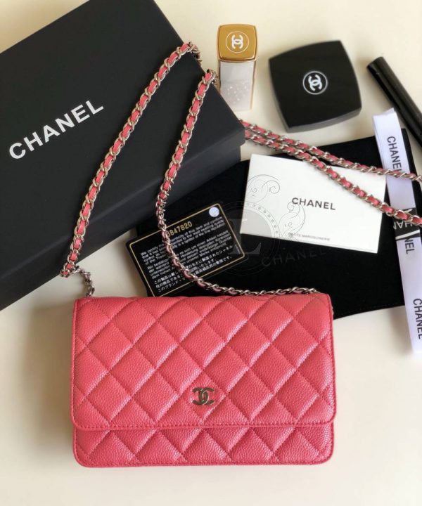Replica Chanel WOC Wallet On Chain Caviar Coral Pink