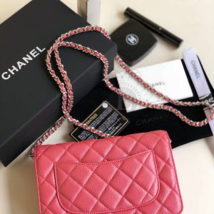Replica Chanel WOC Wallet On Chain Caviar Coral Pink
