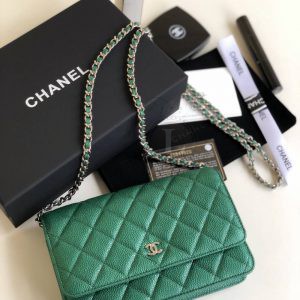Replica Chanel WOC Wallet On Chain Caviar Green