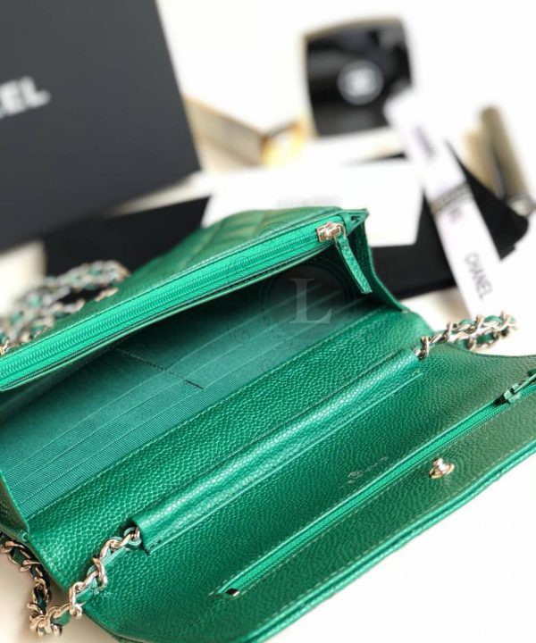 Replica Chanel WOC Wallet On Chain Caviar Green