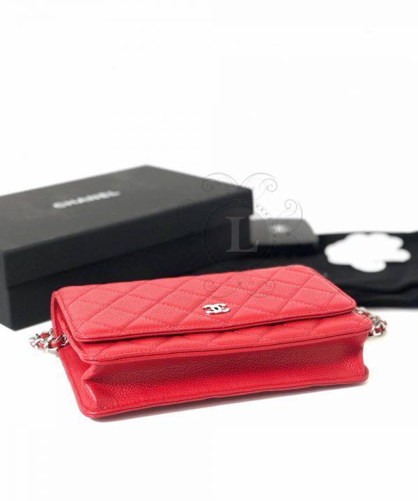 Replica Chanel WOC Wallet On Chain Caviar Red