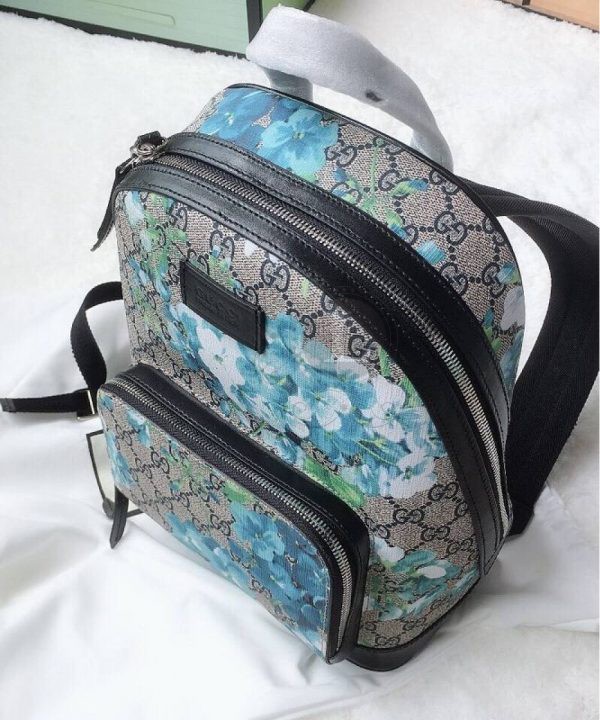 Replica Gucci Blooms Blue Coated Canvas Backpack