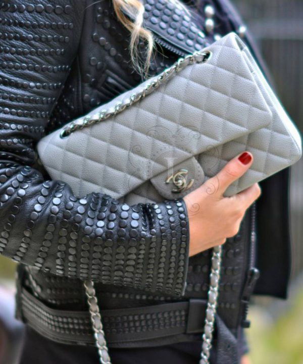 Replica Chanel Medium Caviar Grey Bag
