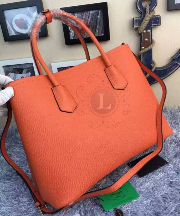 Replica Prada Cuir Double Bag Orange