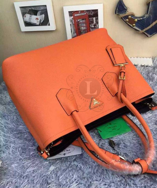 Replica Prada Cuir Double Bag Orange