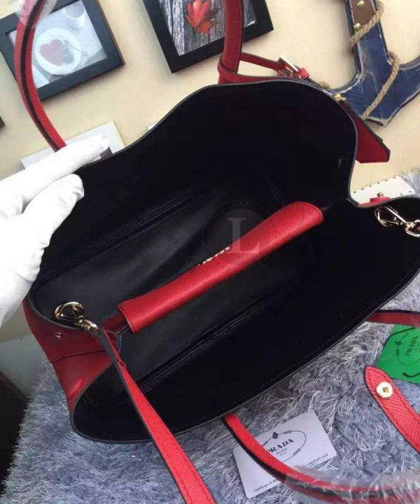 Replica Prada Cuir Double Bag Red