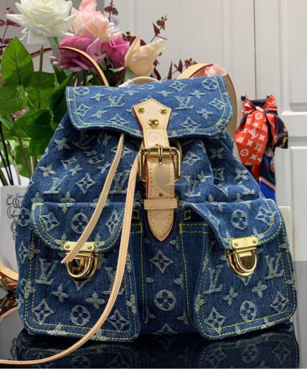 Replica Louis Vuitton Vintage Denim Backpack