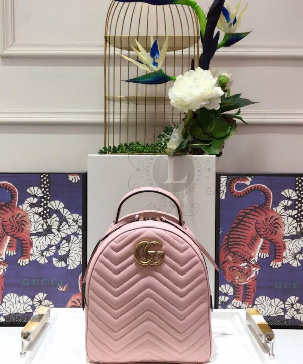 Replica Gucci GG Marmont Quilted Leather Backpack Pink