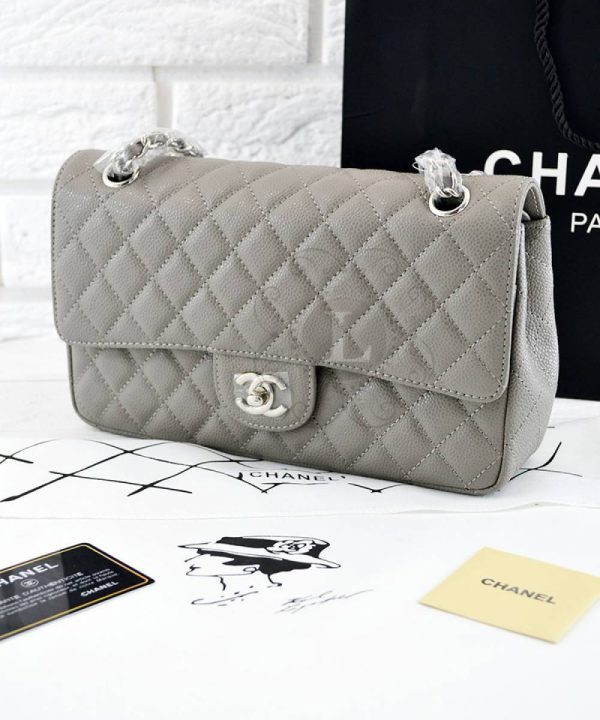 Replica Chanel Medium Caviar Grey Bag
