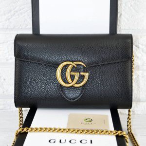 Replica Gucci GG Marmont Chain Bag Black