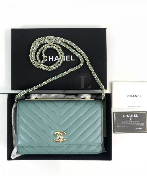 Replica Chanel Chevron Trendy CC WOC Tiffany Blue