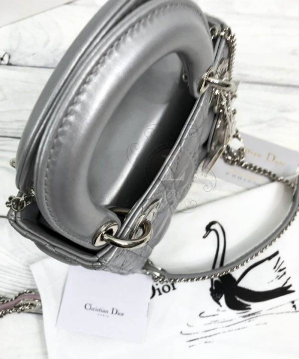 Replica Lady Dior Mini With Chain Metallic