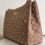 Replica Valentino Garavani Quilted Rockstud Spike Tote Bag Biege
