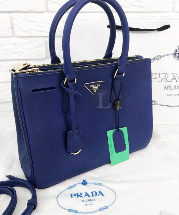 Replica Prada Saffiano Lux Tote Bag Navy Blue